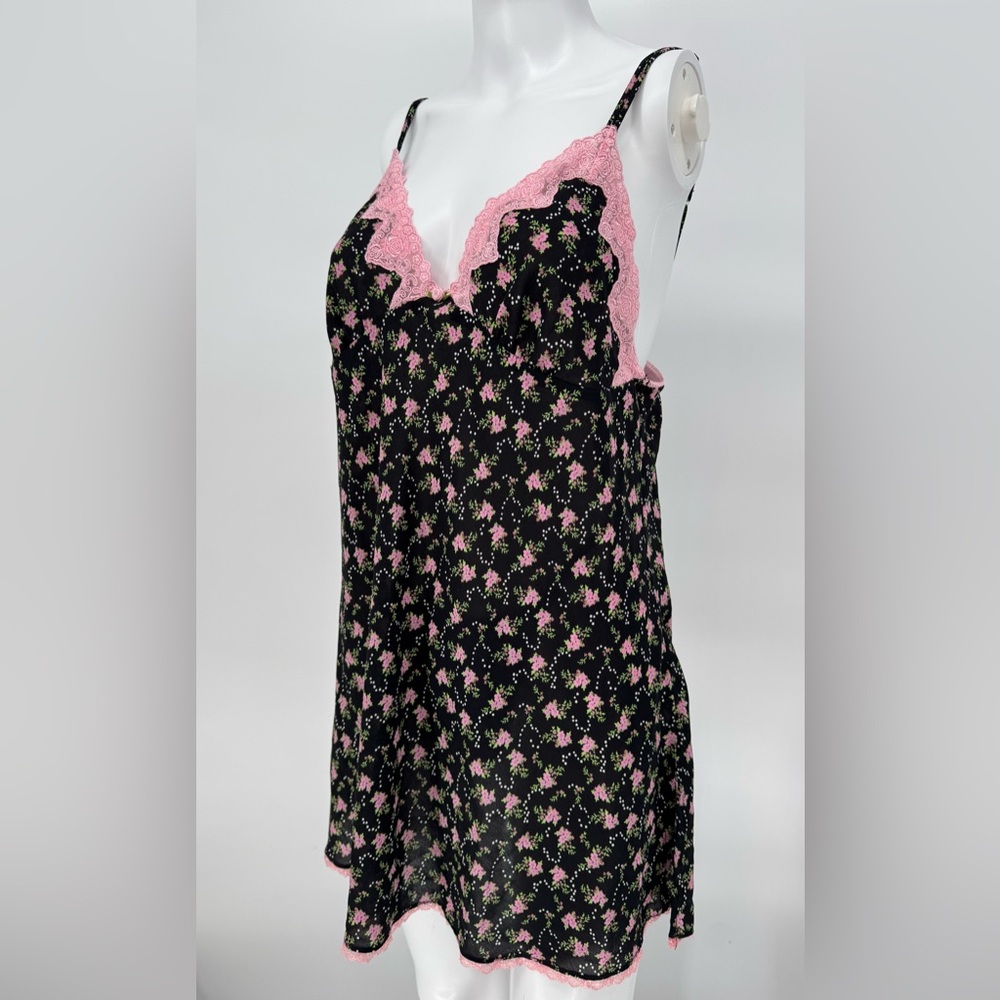 VTG Method Intimates Babydoll Dress Size Large Floral Pink Lace